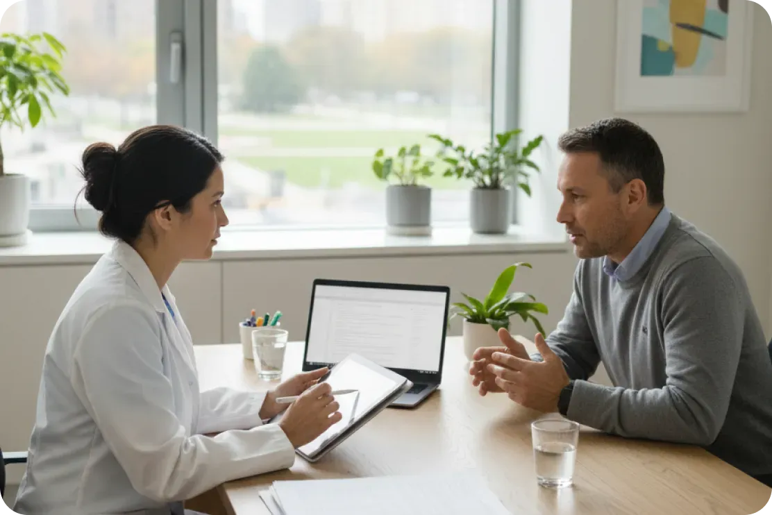 Doctor consulting with a patient about sleep apnea care